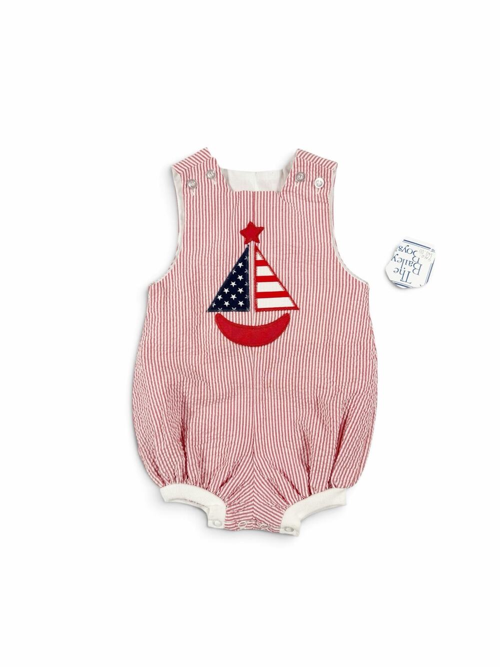 NEW The Bailey Boys USA Boat Seersucker Sailboat Bubble Romper Red 9 Months